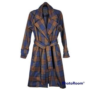 Rachel Zoe Plaid Trench Coat SZ S